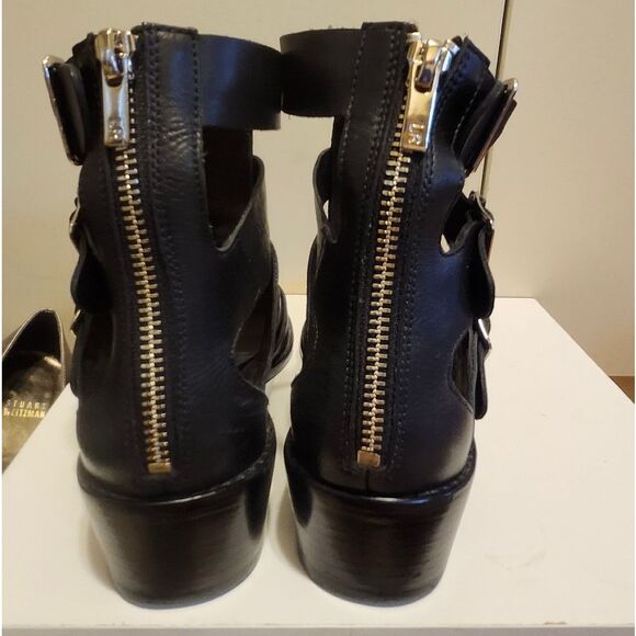 Loeffler Randall "Yara" Black Leather 3 Buckle Gladiator Style Booties Sz.7 $440 - Picture 7 of 9